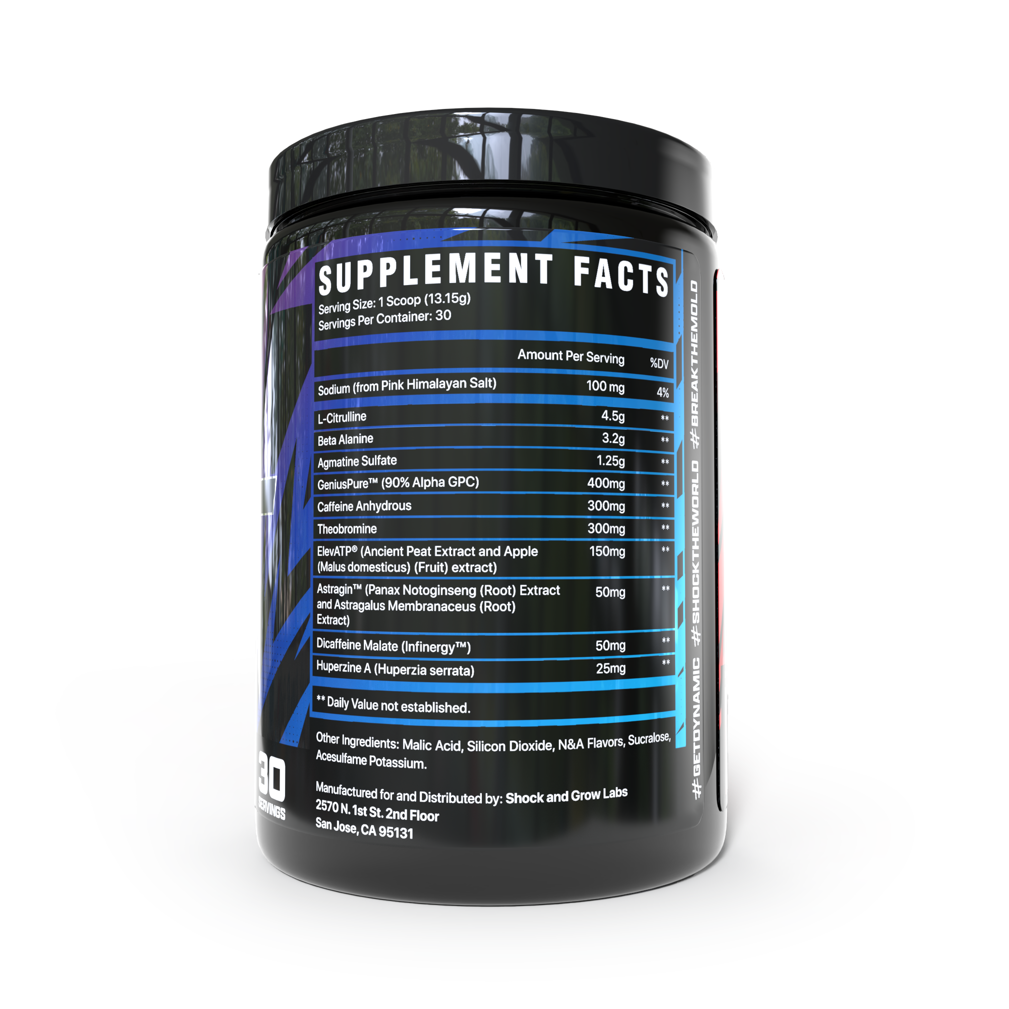 Dynamic Volt Pre-Workout Powder - 30 Servings ( Cherry Blue Razz Swirls)