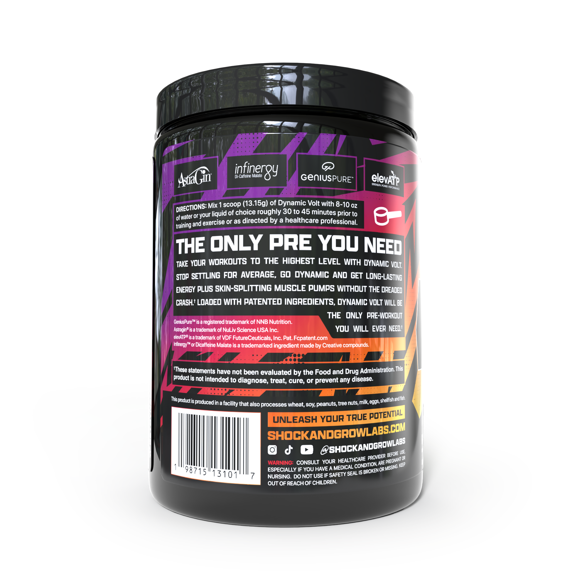Dynamic Volt Pre-Workout Powder - 30 Servings (Cherry Blue Razz Swirl / Rainbow Sour Belt)